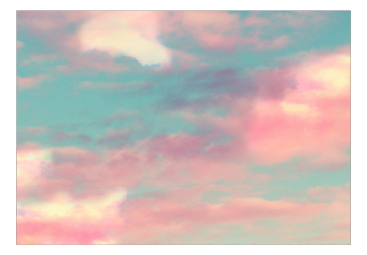Papier peint moderne Nuages ​​colorés - un ciel bleu avec des nuages ​​roses et blancs  136323 additionalImage 1