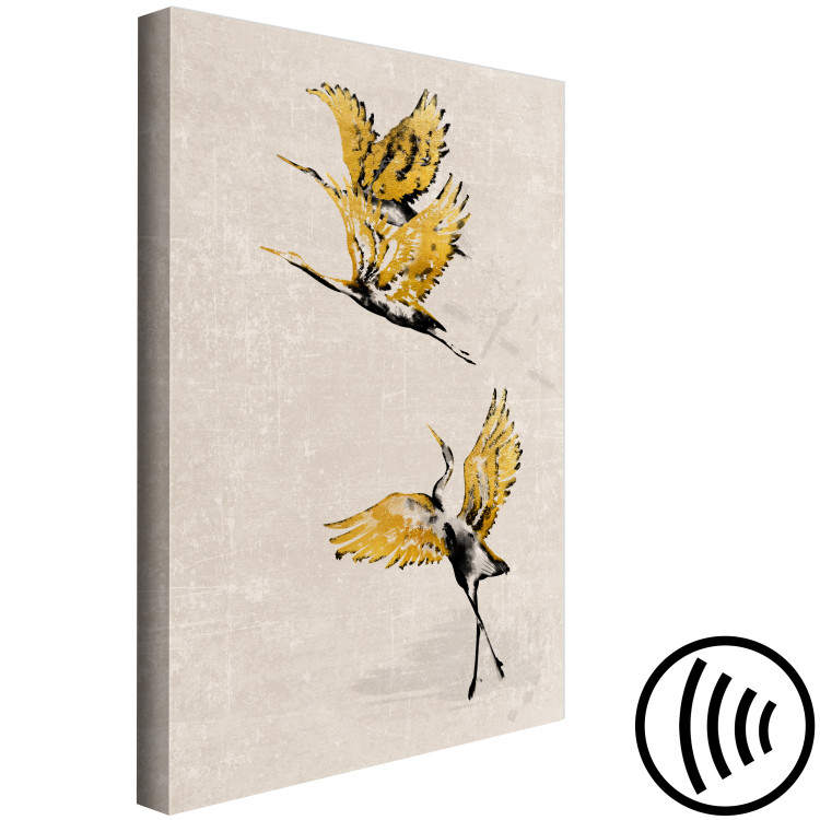 Obraz Złote żurawie - kompozycja stylizowana na styl japoński w beżach 136523 additionalImage 6