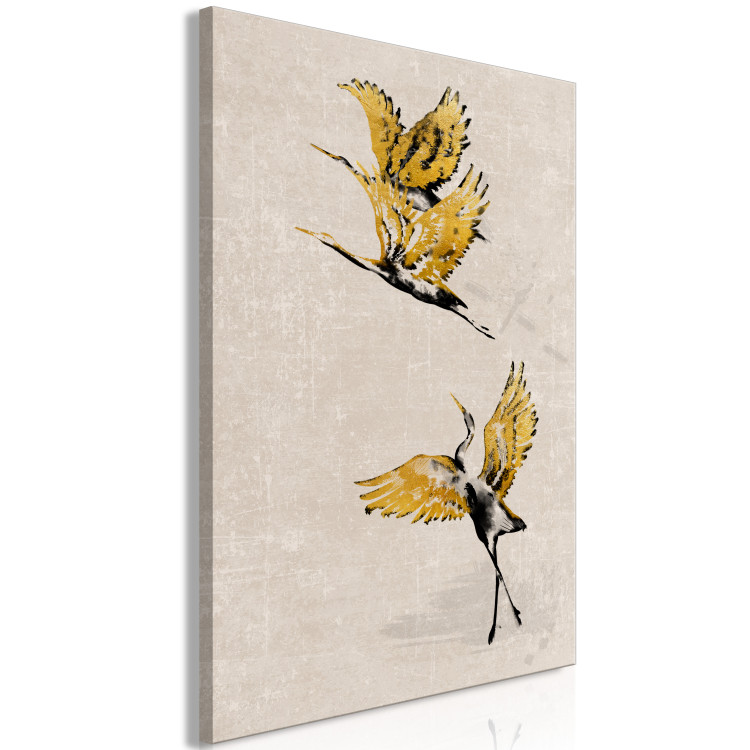 Obraz Złote żurawie - kompozycja stylizowana na styl japoński w beżach 136523 additionalImage 2