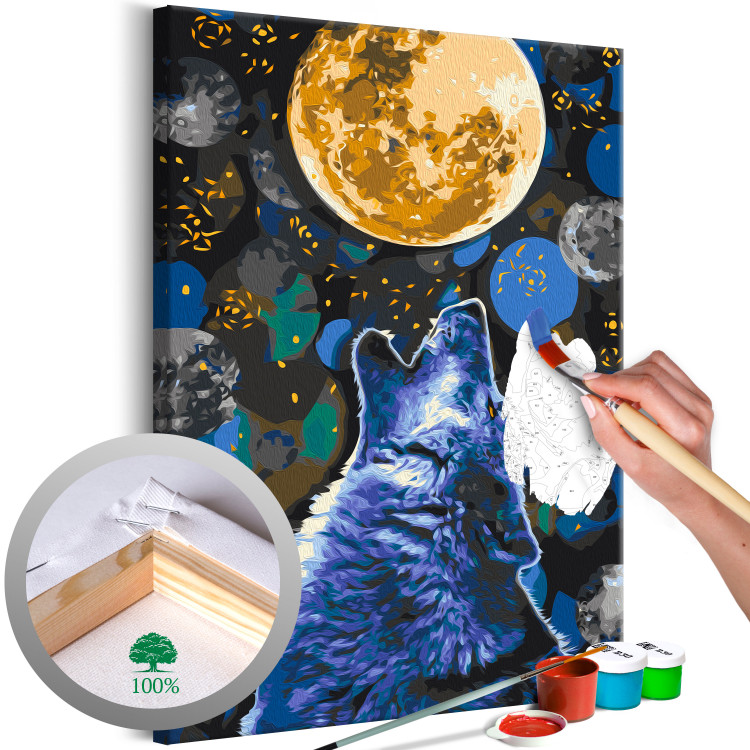 Paint by number Blue Howling Wolf 138423