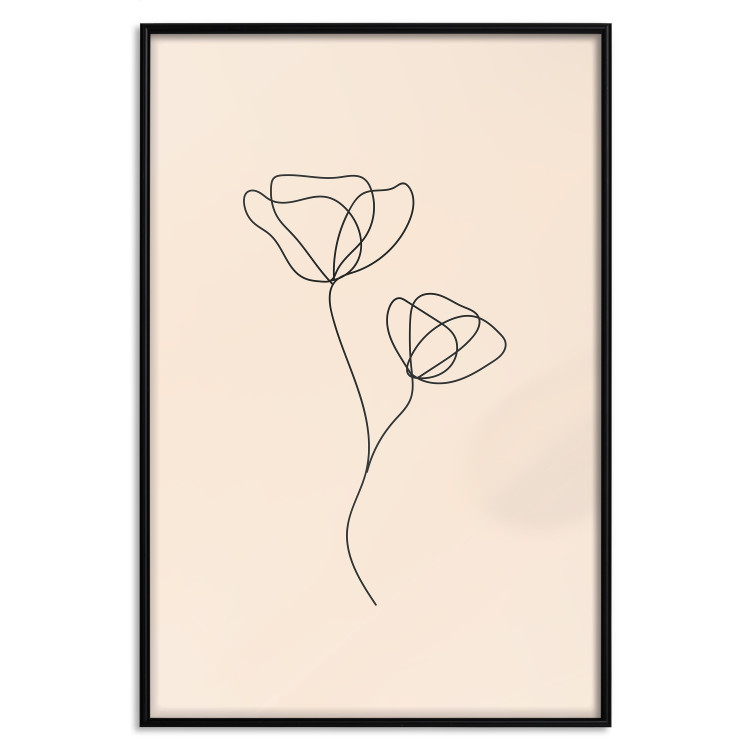 Poster Linear Flower - Delicate Minimalist Composition on a Beige Background