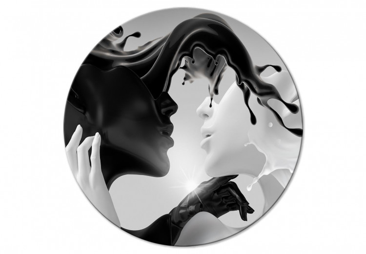 Obraz koło Kochankowie - grafika 3d przedstawiająca całujące się postacie 148623