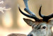 Quadro rotondo King of the Forest - A Photo of a Deer Against the Background of a Winter Forest in the Morning 148723 additionalThumb 2