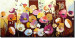 Leinwandbild Blumenwiese (1-teilig) - Abstraktion mit Bäumen und bunten Pflanzen 47223