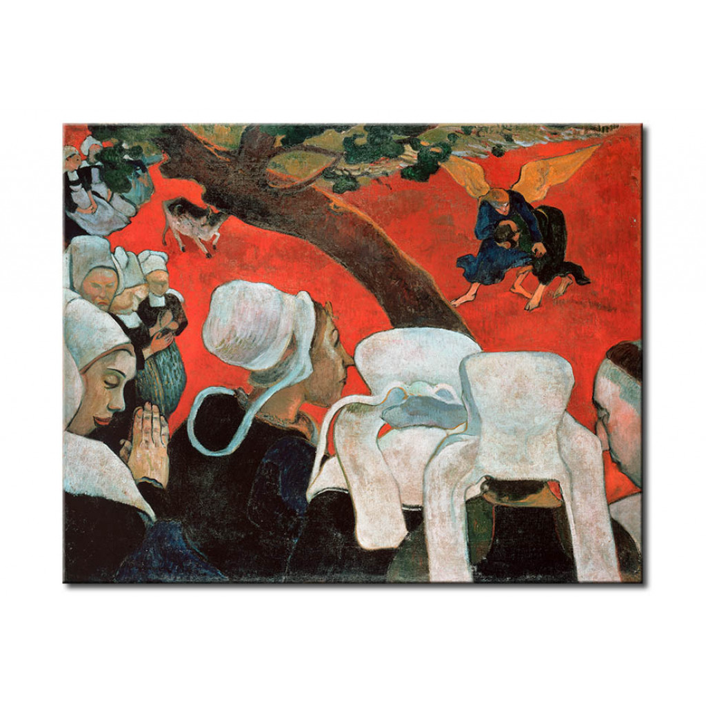 Schilderij  Paul Gauguin: Die Vision Nach Der Predigt Oder Der Kampf Jacobs Mit Dem Engel