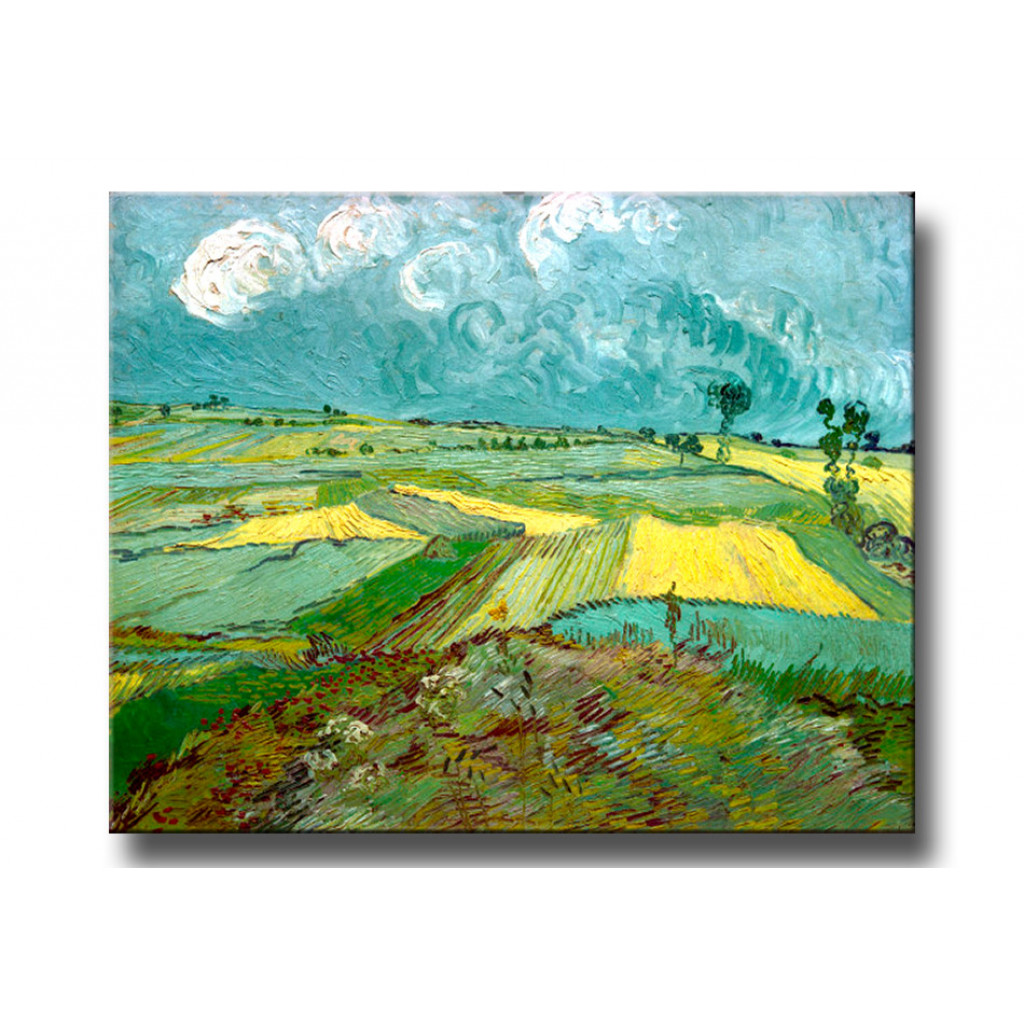 Schilderij  Vincent Van Gogh: Wheatfields In Auvers With Rainclouds