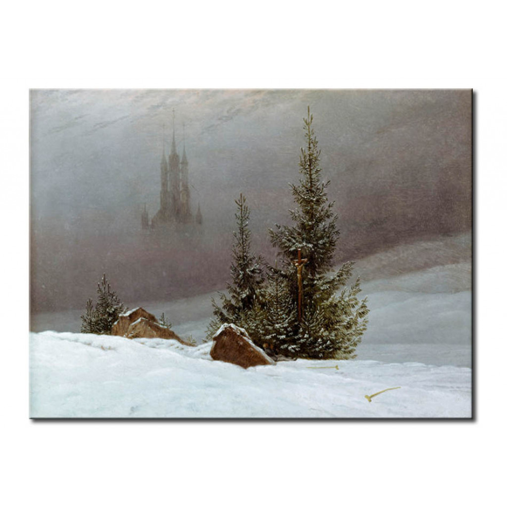 Schilderij  Caspar David Friedrich: Winterlandschaft Mit Kirche