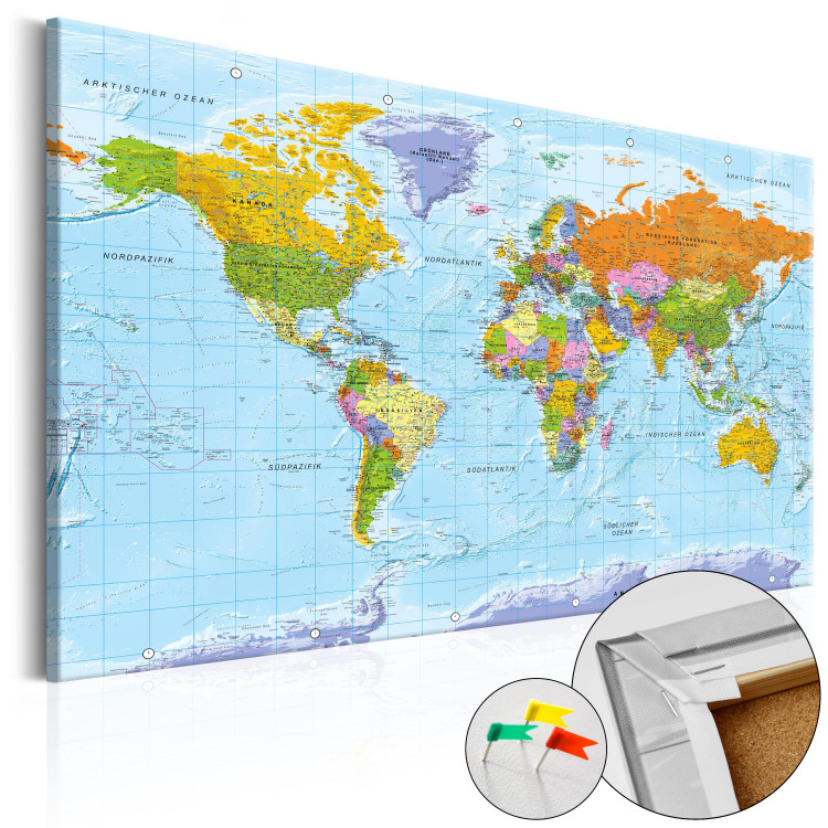Ozdobna tablica korkowa Mapa świata: Orbis Terrarum [Mapa korkowa DE] 99123