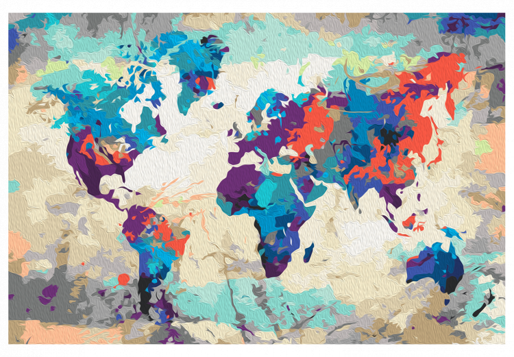 Tableau peinture par numéros Carte du monde (bleu-rouge) 107133 additionalImage 7