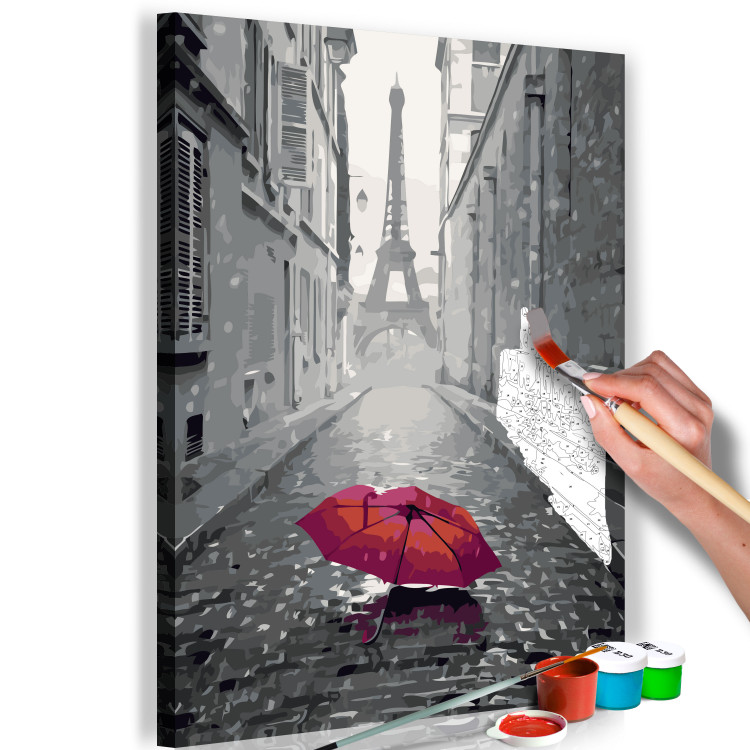 Wandbild zum Malen nach Zahlen Paris (Roter Regenschirm) 107333 additionalImage 3