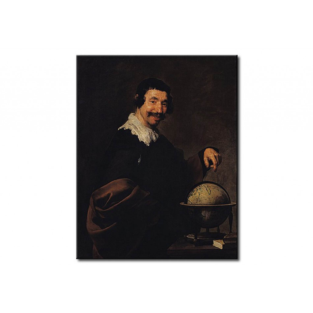 Schilderij  Diego Velázquez: Democritus, Or The Man With A Globe