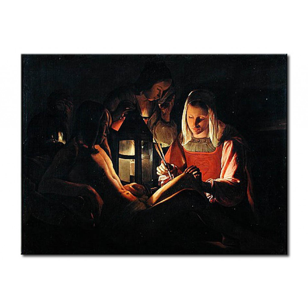 Schilderij  Georges De La Tour: St. Sebastian Tended By St. Irene And The Holy Women