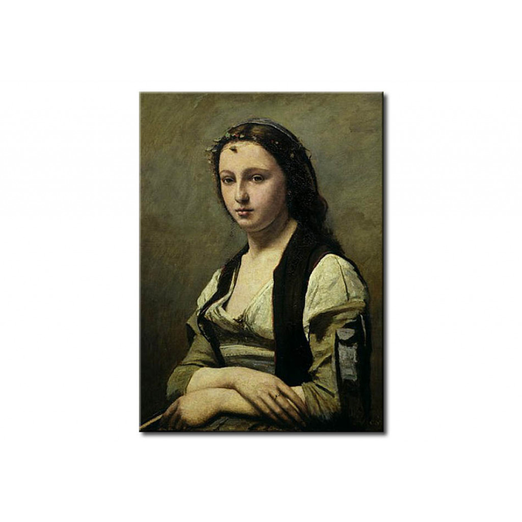 Schilderij  Jean-Baptiste-Camille Corot: The Woman With The Pearl