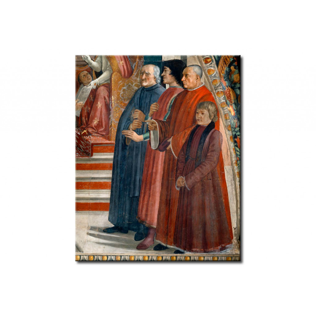 Schilderij  Domenico Ghirlandaio: Confirmation Of St.Francis Of Assisi's Rules Of The Order By Pope Honorius III