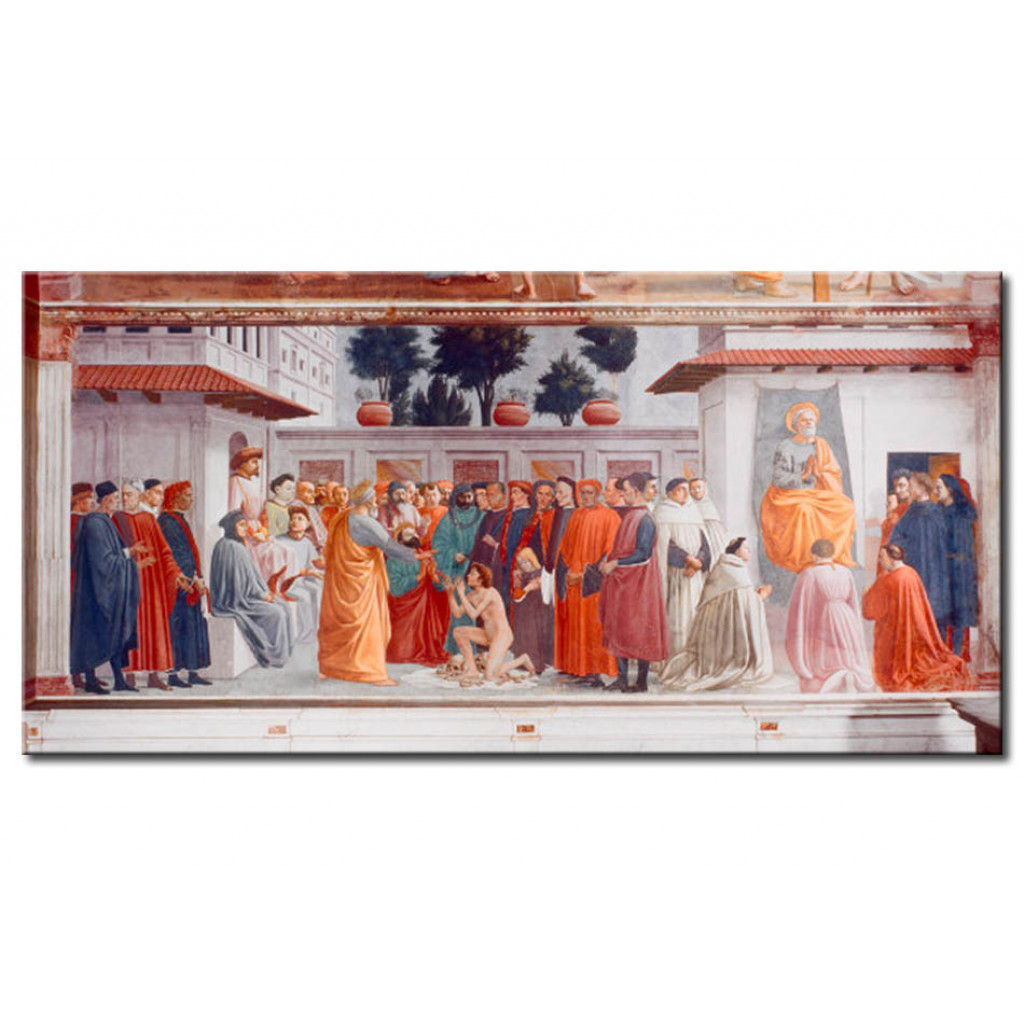 Schilderij  Masaccio: The Resurection Of Theophilus' Son And Peter In Cathedra