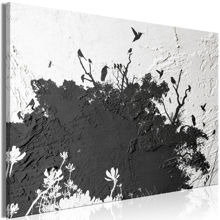 Obraz Ptasi azyl (1-częściowy) - cień drzewa na czarno-białym tle tekstury 117233 additionalImage 2