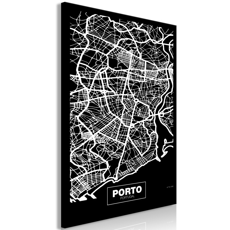 Obraz Czarno biała mapa Porto - minimalistyczna mapa miasta z ulicami 123033 additionalImage 2