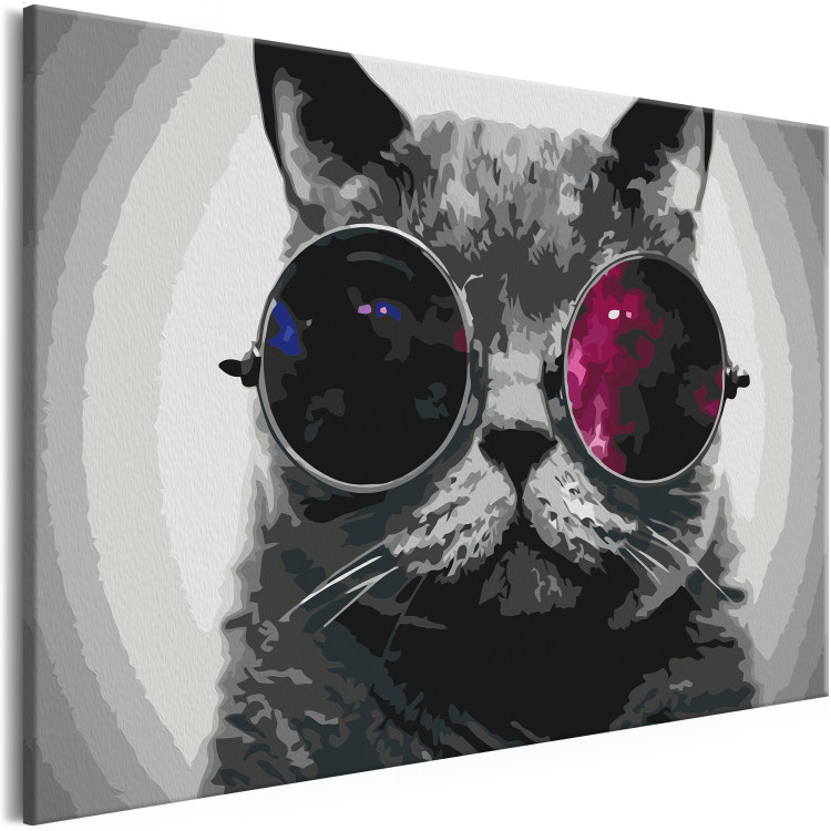Wandbild zum Malen nach Zahlen Cat With Glasses 132033 additionalImage 5
