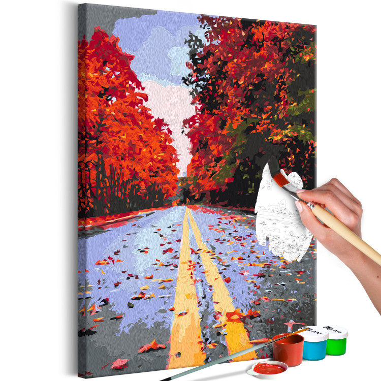 Paint by number Autumn Road - Alley with Trees with Red Leaves 146533 additionalImage 7