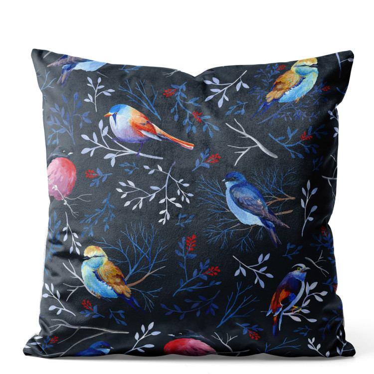 Kissen Velours Bird winter - a subtle graphic motif in shades of blue 147133