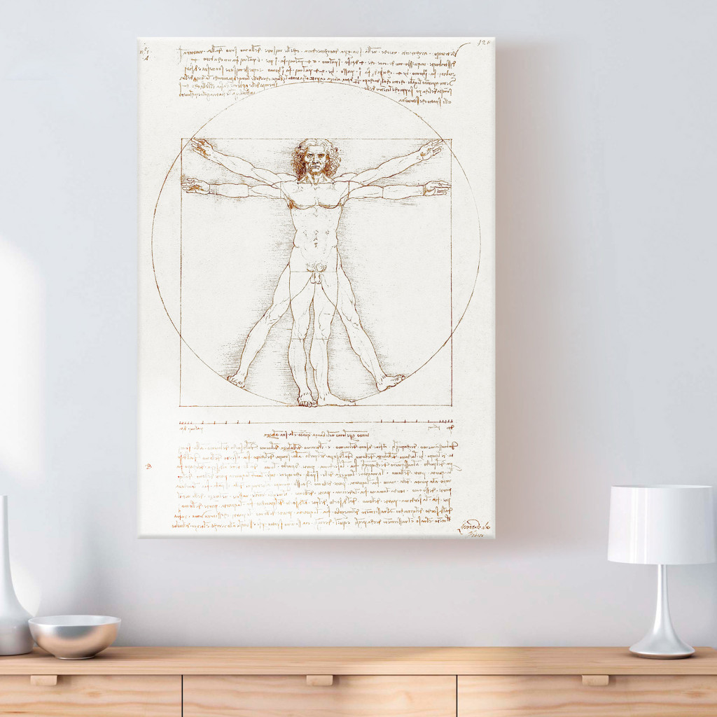 Schilderij  Leonardo Da Vinci: Vitruvian Man (Proportions Of The Human Body According To Vitruvius)
