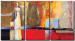 Obraz Postać kobiety w sukni i błękit (3-częściowy) - abstrakcja z sylwetką 47133