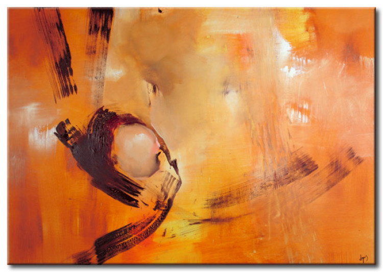 Quadro contemporaneo Segno (1 parte) - astrazione arancione con disegno dipinto 47433