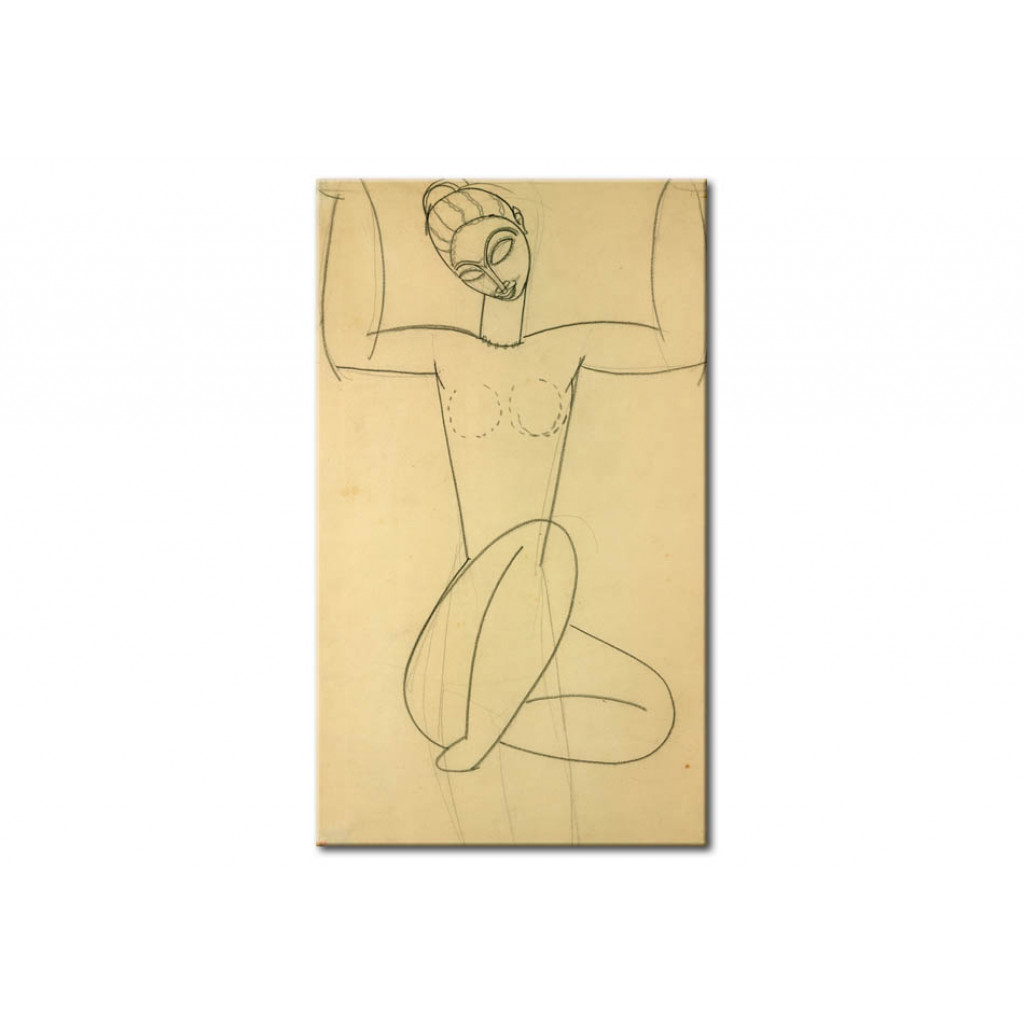 Schilderij  Amedeo Modigliani: Seated Caryatid