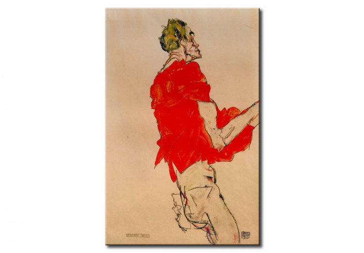 Kunstkopie E.Schiele, Stehender Mann mit rot.Tuch 53733