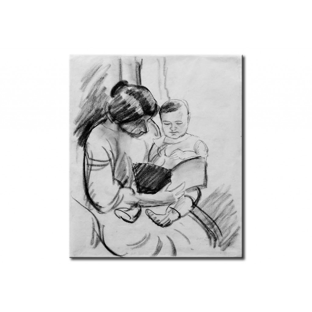 Schilderij  August Macke: Mutter Mit Kind, Lesend (Elisabeth Und Walterchen