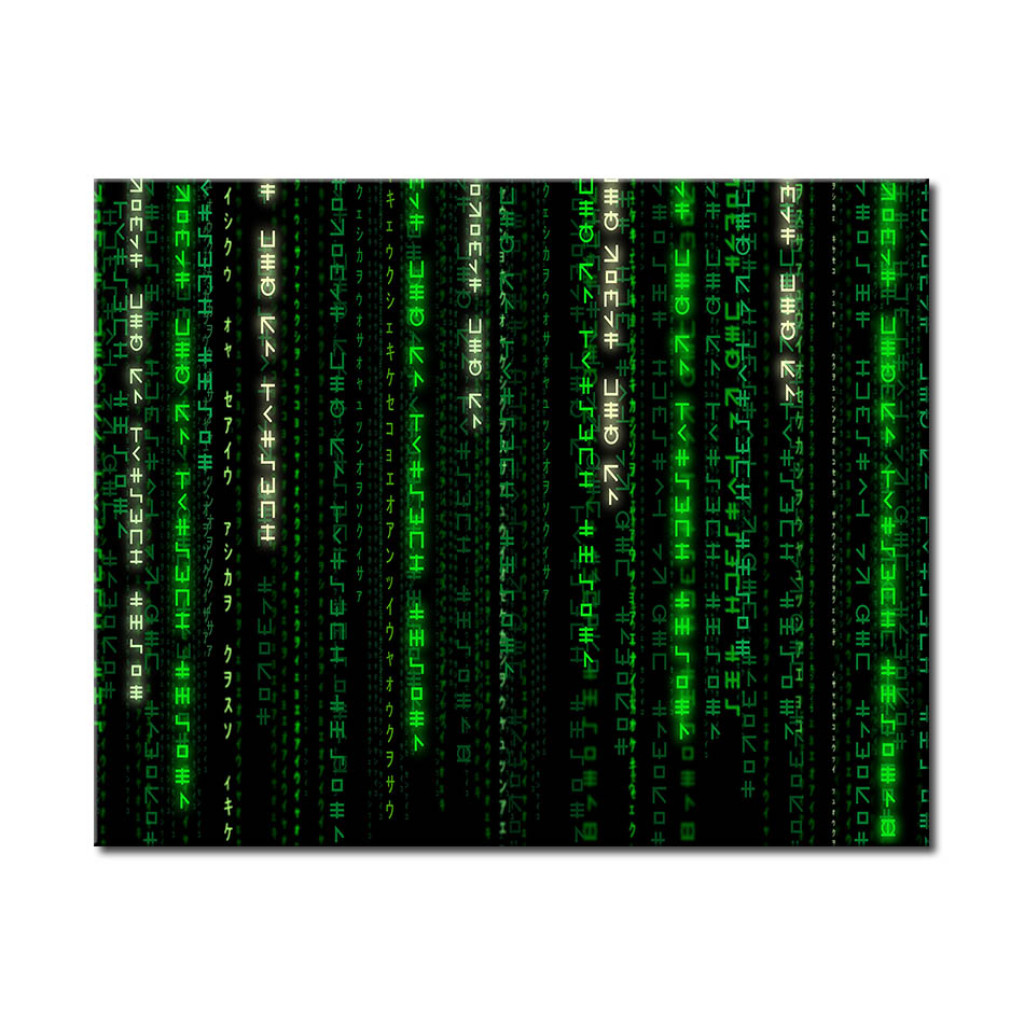 Obraz Zielony Kod - Abstrakcyjne Znaki Na Czarnym Tle W Stylu Matrix