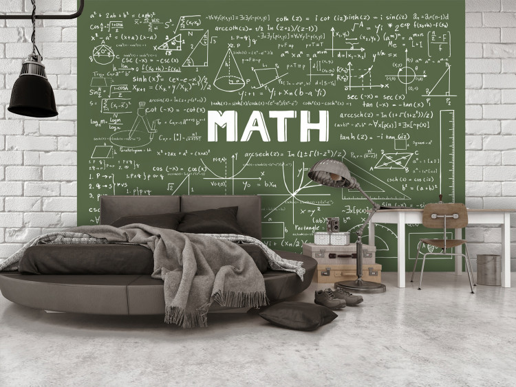 Mural de parede Notas no quadro negro - fórmulas matemáticas escritas com giz