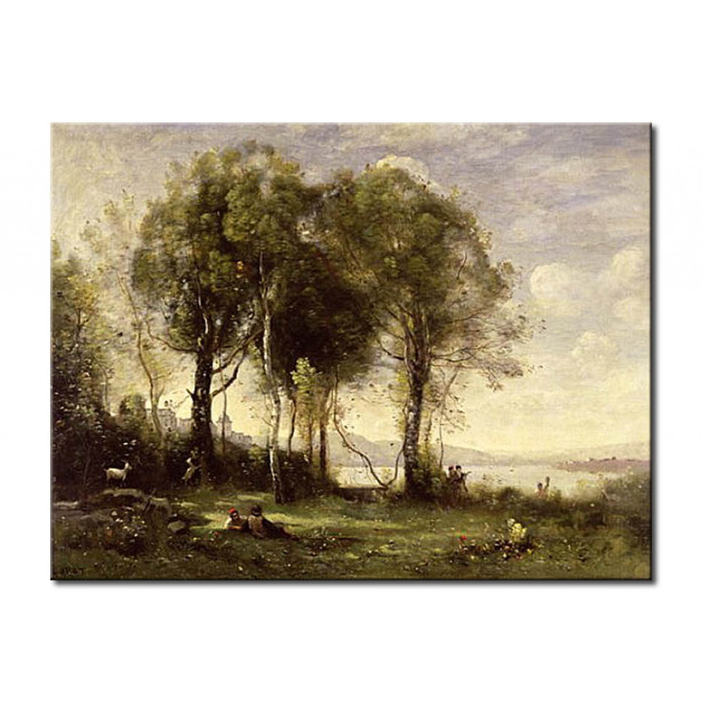 Schilderij  Jean-Baptiste-Camille Corot: The Goatherds Of Castel Gandolfo