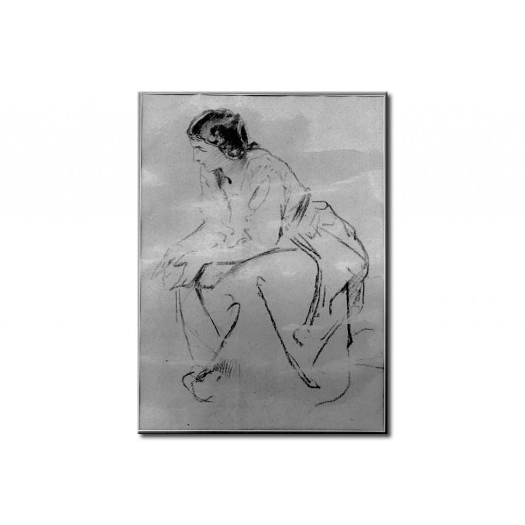 Schilderij  Ludwig Knaus: Sitzende (Paris)
