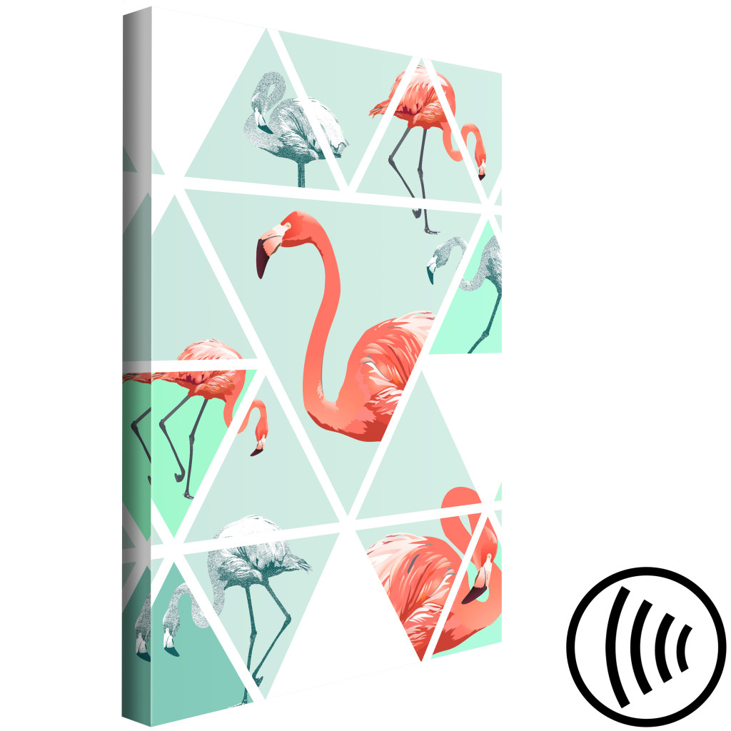Canvastavla Geometric Flamingos (1 Part) Vertical