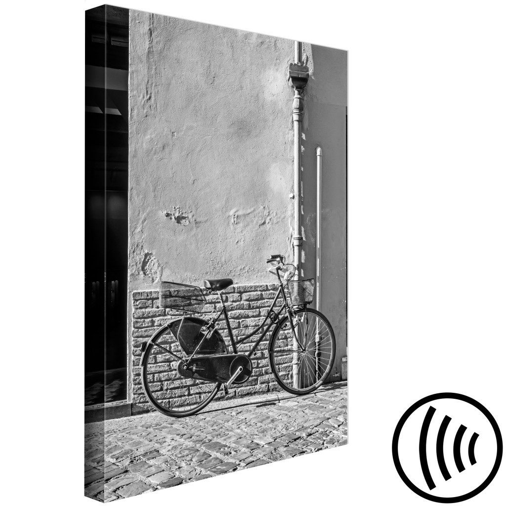 Pintura Bicicleta De Cidade - Veículo Num Distrito Retro Preto E Branco