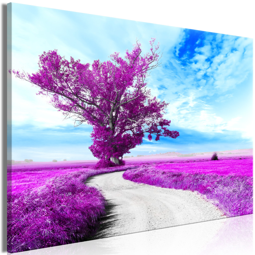 Schilderij Tree Near The Road - Violet [Large Format]