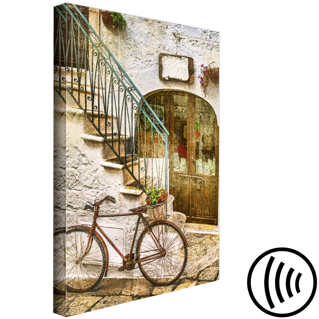 Pintura Bicicleta Junto à Escadaria De Pedra - Foto De Uma Cidade Italiana