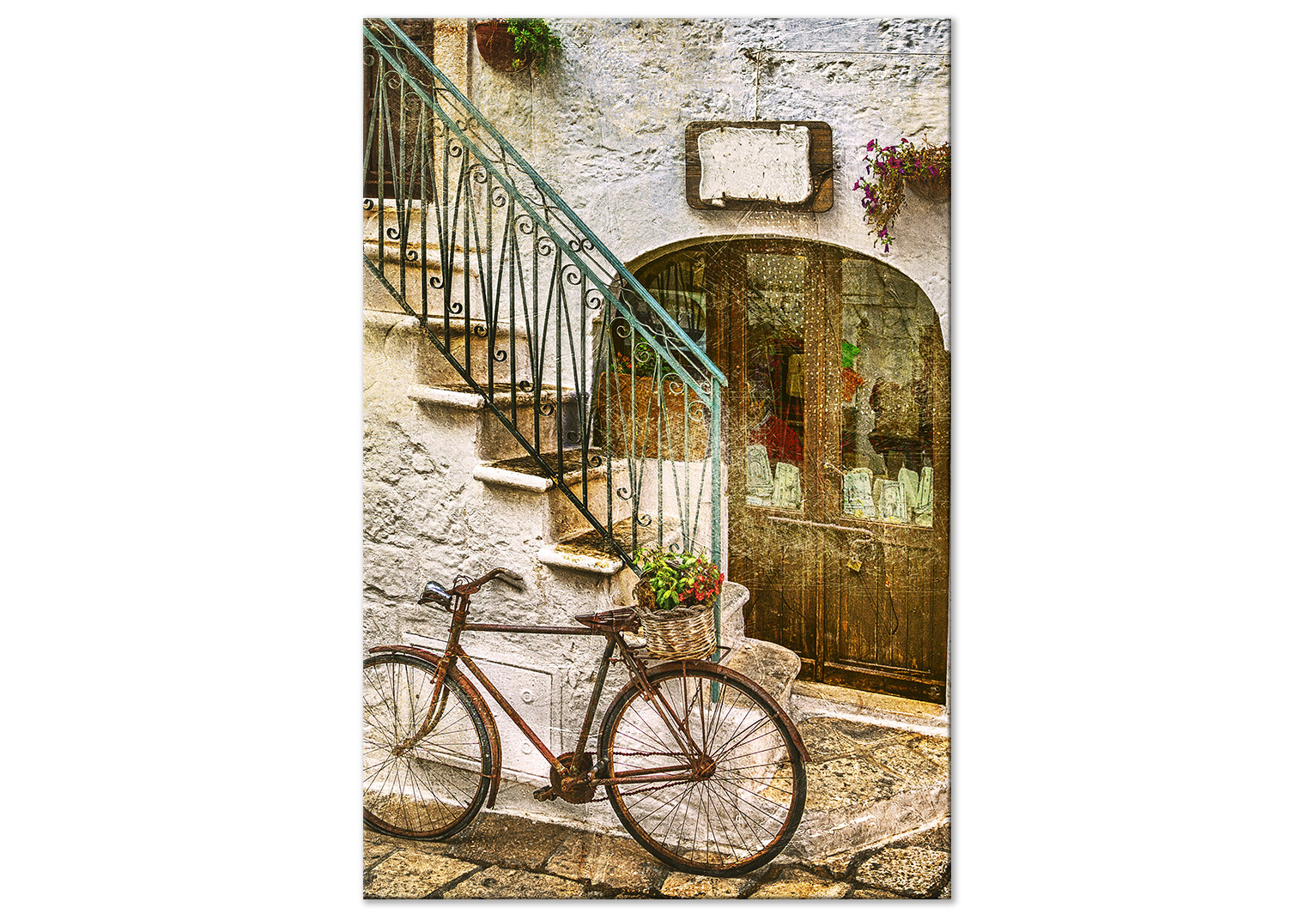 Art Work Bike on the stone stairs - photography of the Italian town - Vintage