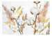 Fototapeta Motyw boho - malowane liście i kwiaty bawełny w odcieniach błękitu 143843 additionalThumb 1