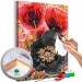 Obraz do malowania po numerach Kwitnące maki - Trzy kwiaty i czarno-czerwono-złote dodatki 144143