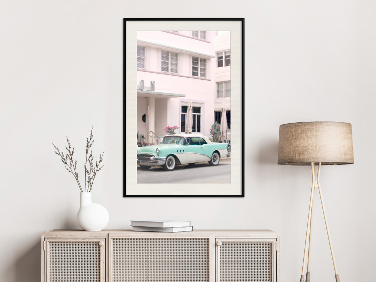 Wandposter Retro Style - Sunny Street in a Pink Glow and a Car 144343 additionalImage 11
