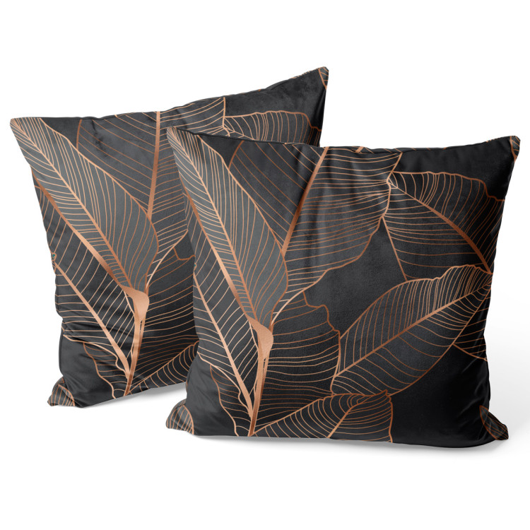 Sammets kudda Chocolate ficus - a botanical glamour composition in shades of brown 147043 additionalImage 3