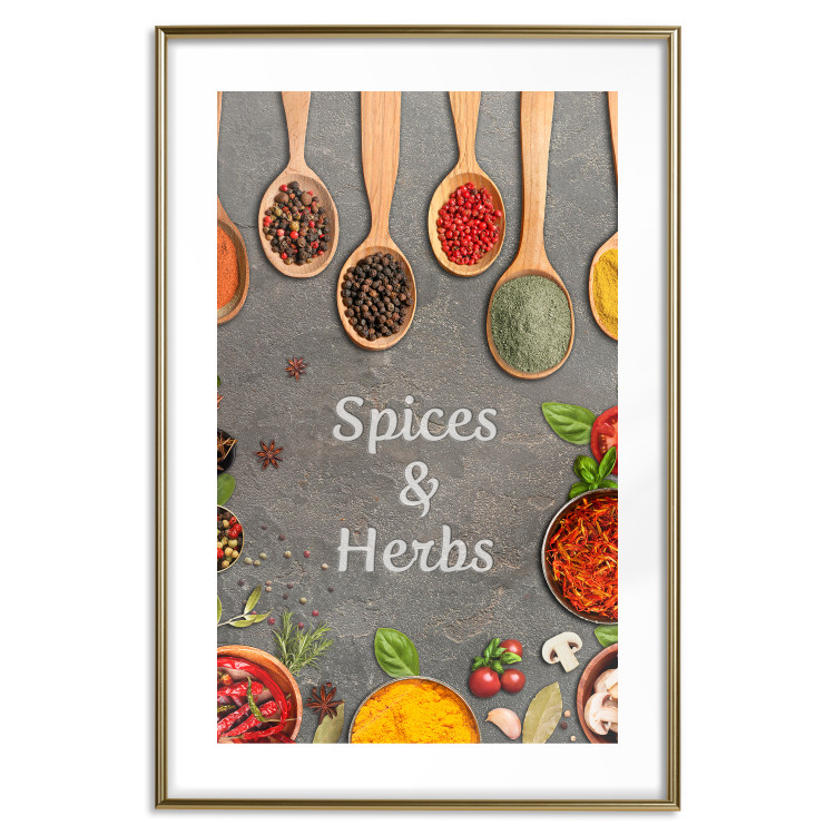Poster Culinary Essentials - Colorful Composition of Herbs and Vegetables on a Stone Slab 149243 additionalImage 25