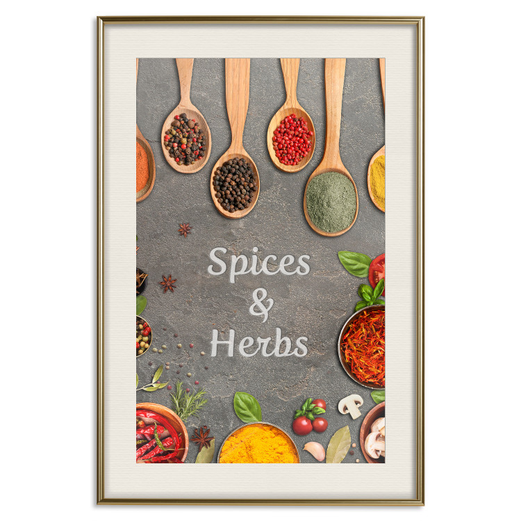 Poster Culinary Essentials - Colorful Composition of Herbs and Vegetables on a Stone Slab 149243 additionalImage 27