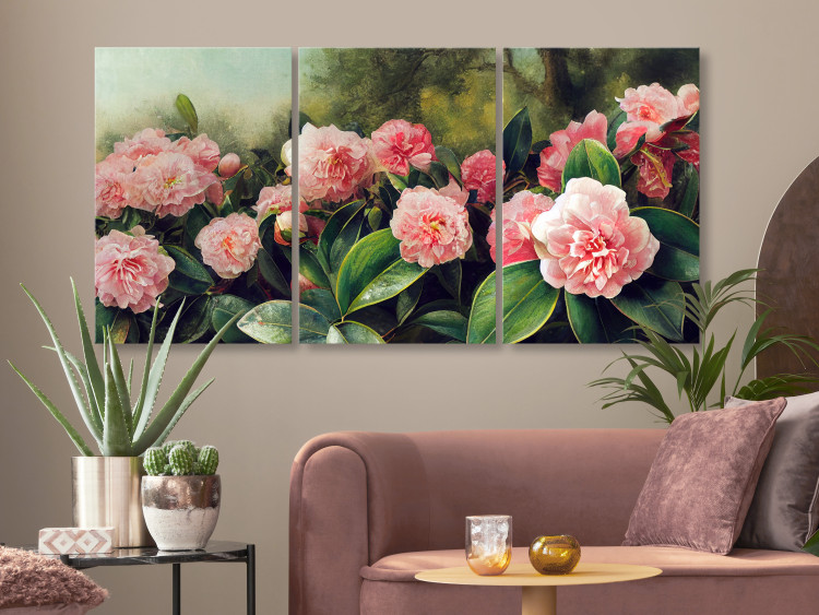Quadro su tela Tea Camellias - Colorful Flowers in Full Bloom 149843 additionalImage 3