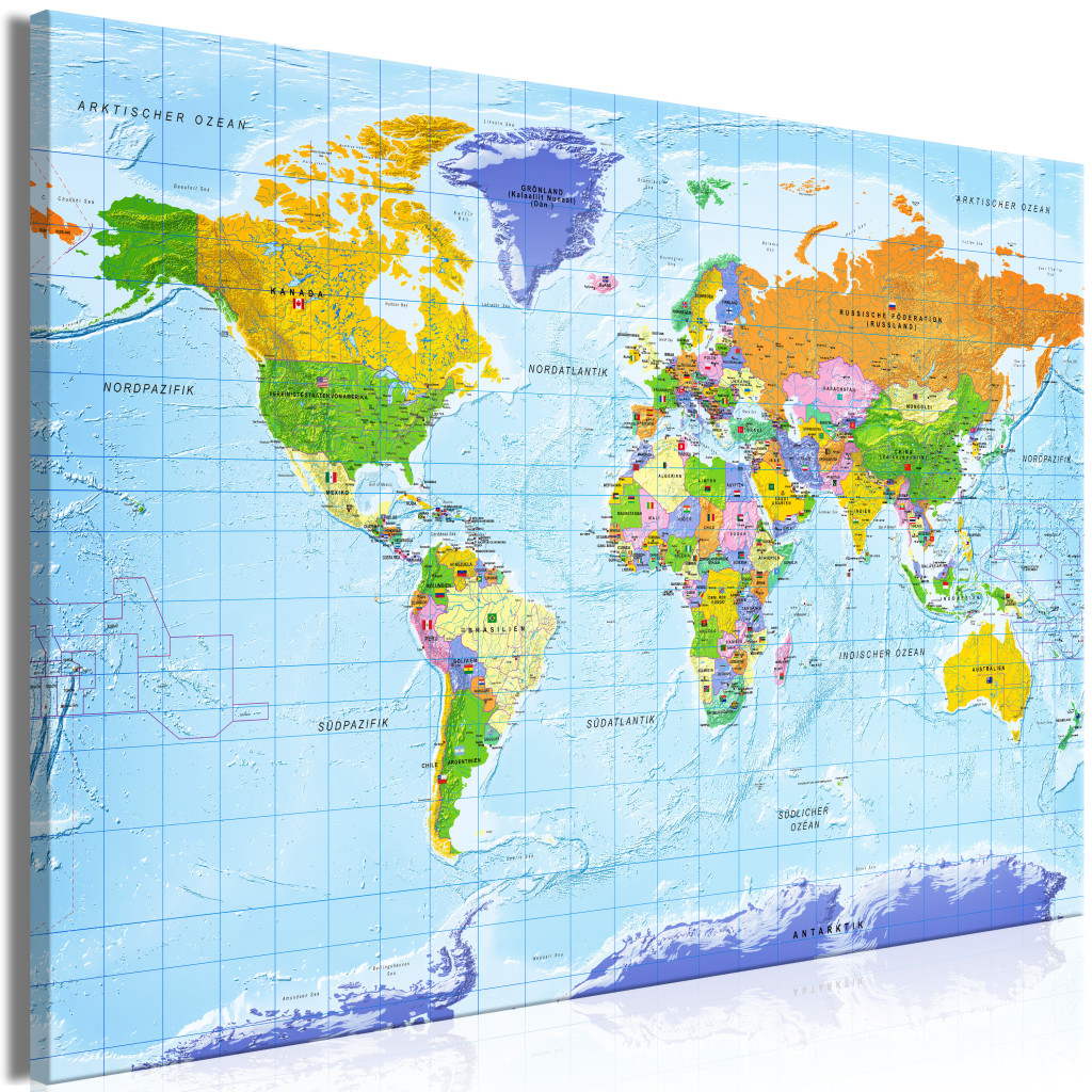 Schilderij World Map With Purple Accents [Large Format]