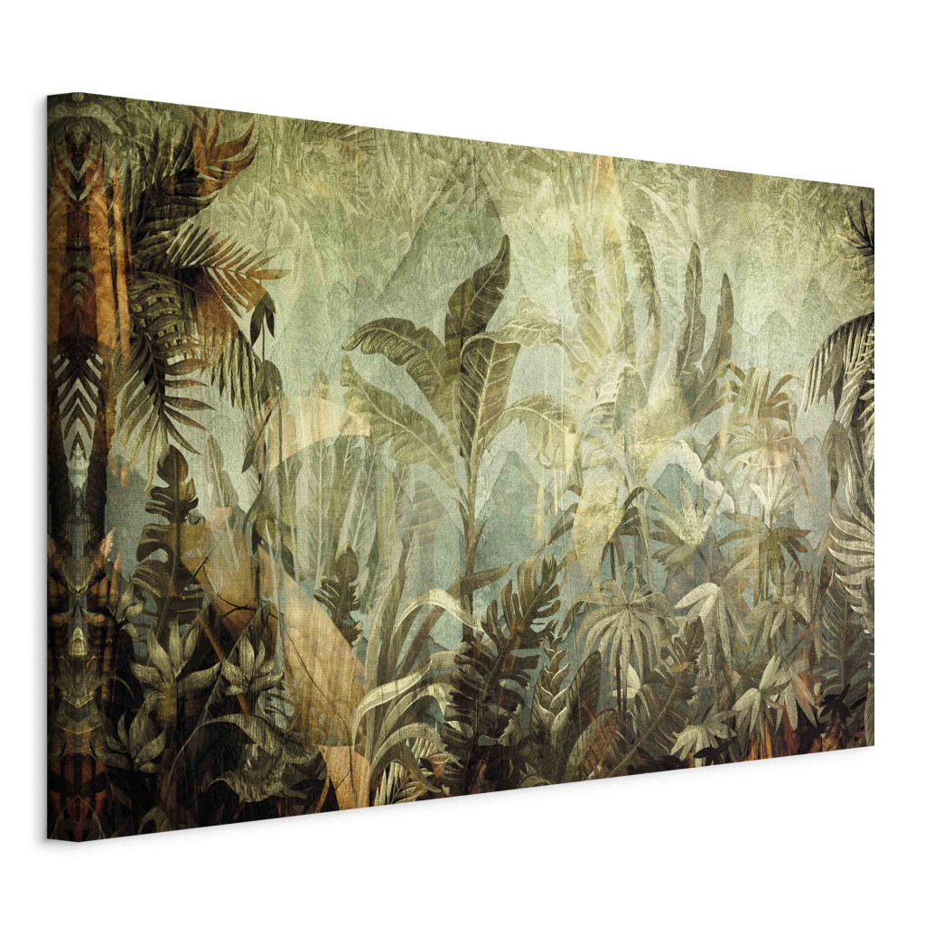 Schilderij Jungle - Exotic Flora In Warm Green Colors [Large Format]