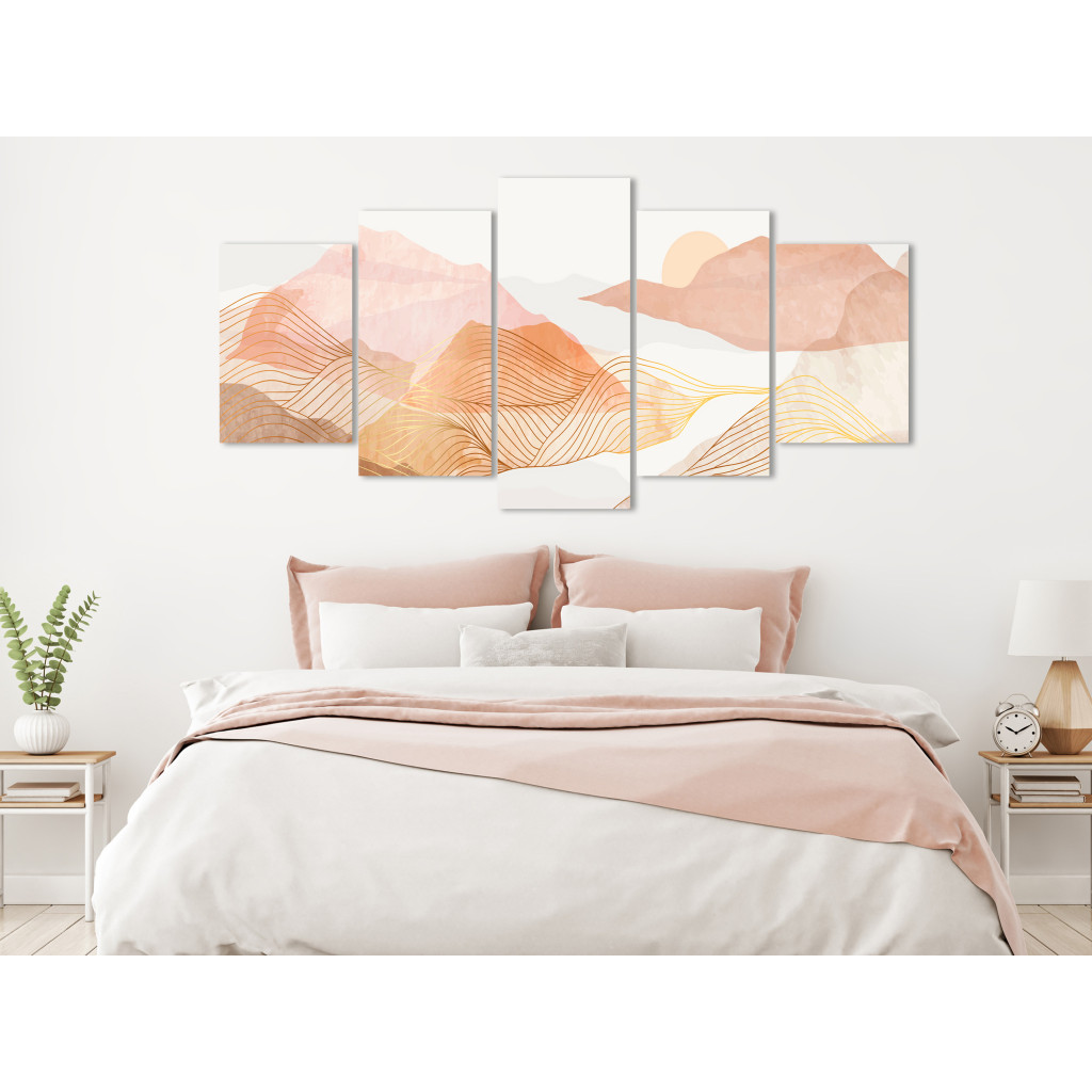 Quadro Subtle Landscape - Composition In Pastel Shades Of Pink And Beige