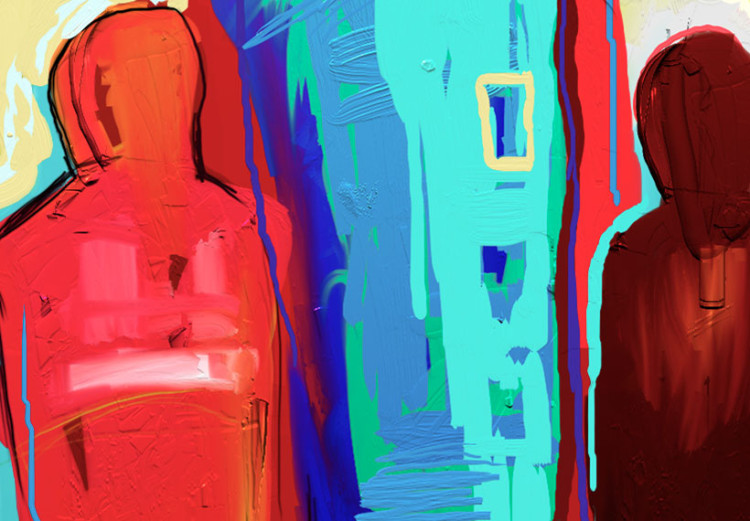Toile déco Foule et cœur (5 pièces) - Abstraction colorée avec personnes 47043 additionalImage 5